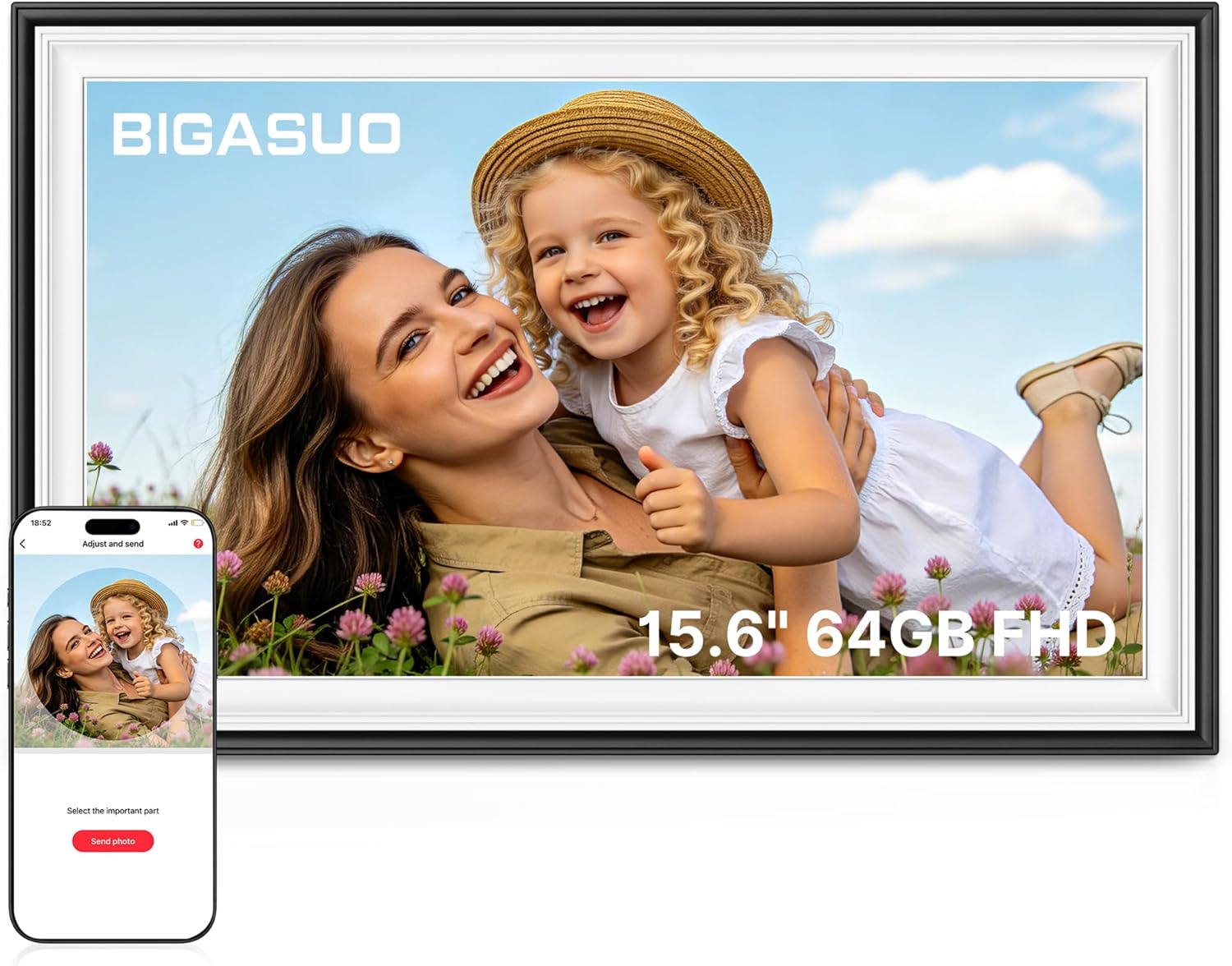 The Bigasuo 15.6" Frameo photo frame