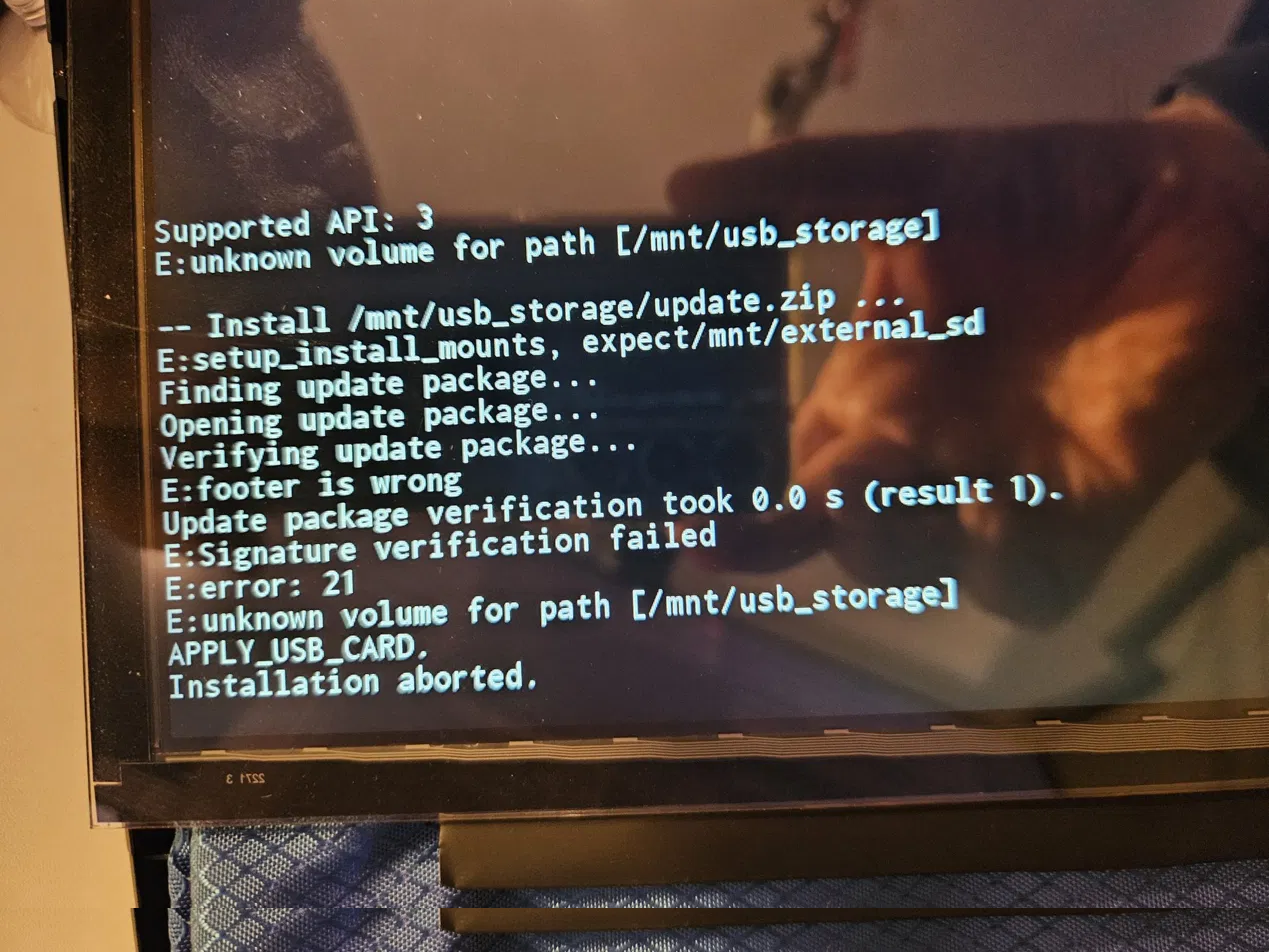 Recovery rejecting an unsigned update package
